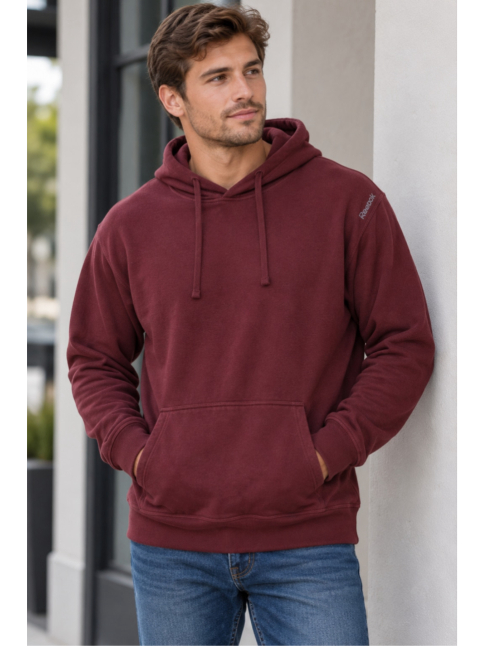 Reebok Maroon & Grey Pullover Hoodie Sweatshirt Men’s Size XXL